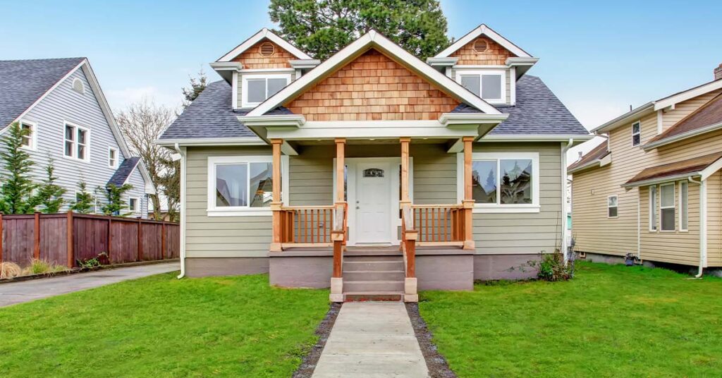Image of the front of a house during the spring